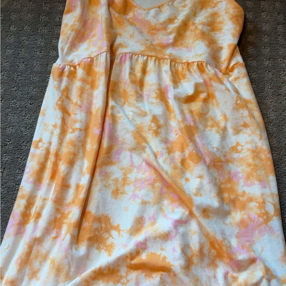 Orange and Pink Tie-Dye  Dress